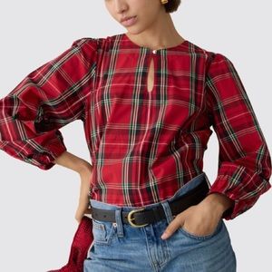 Puff-Sleeve Poplin Top